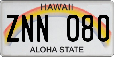 HI license plate ZNN080