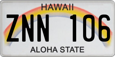 HI license plate ZNN106