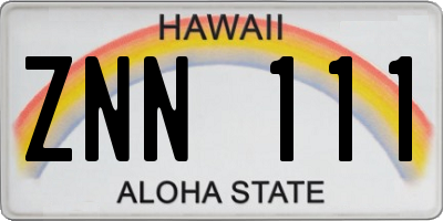 HI license plate ZNN111