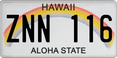 HI license plate ZNN116