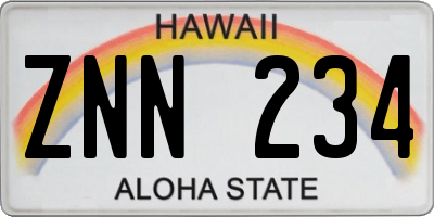 HI license plate ZNN234