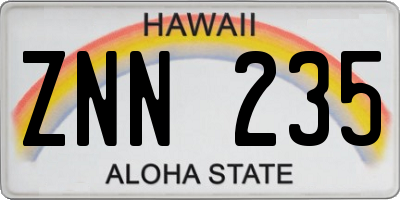 HI license plate ZNN235