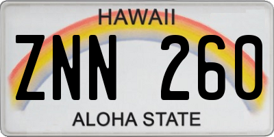 HI license plate ZNN260