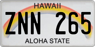 HI license plate ZNN265