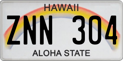 HI license plate ZNN304