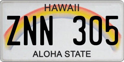HI license plate ZNN305