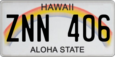 HI license plate ZNN406