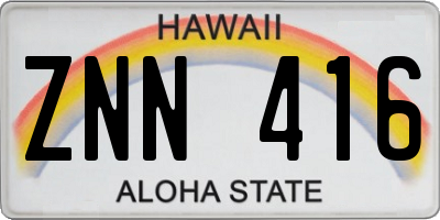 HI license plate ZNN416