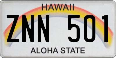 HI license plate ZNN501