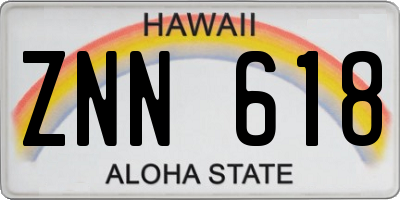 HI license plate ZNN618