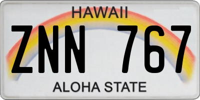 HI license plate ZNN767