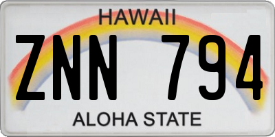 HI license plate ZNN794