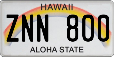 HI license plate ZNN800