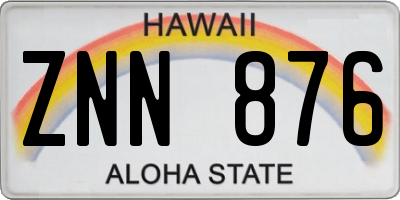 HI license plate ZNN876