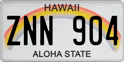 HI license plate ZNN904