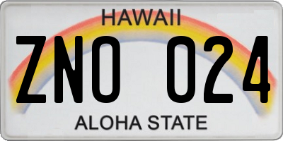 HI license plate ZNO024