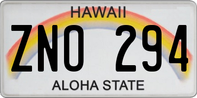 HI license plate ZNO294