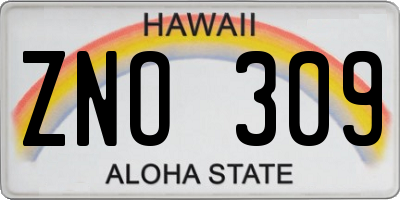 HI license plate ZNO309