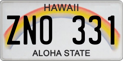 HI license plate ZNO331