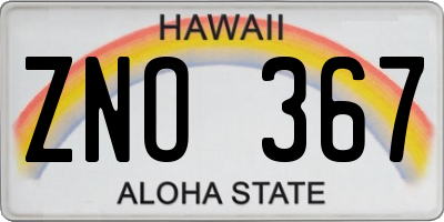 HI license plate ZNO367