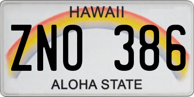 HI license plate ZNO386