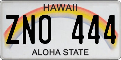 HI license plate ZNO444