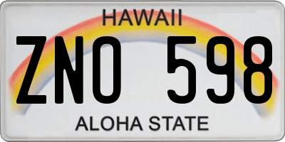 HI license plate ZNO598