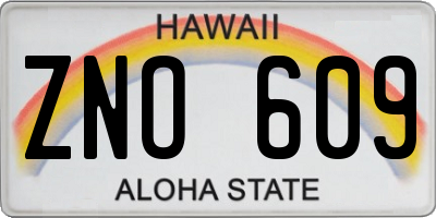 HI license plate ZNO609