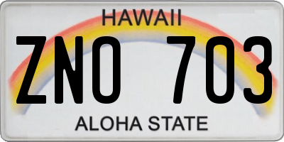 HI license plate ZNO703