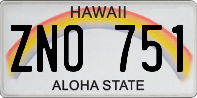 HI license plate ZNO751