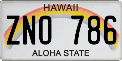 HI license plate ZNO786