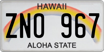 HI license plate ZNO967