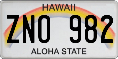 HI license plate ZNO982