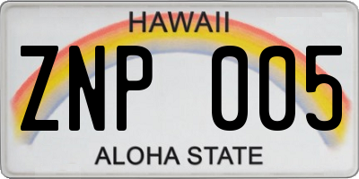 HI license plate ZNP005
