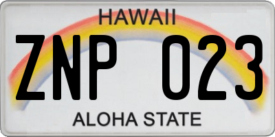 HI license plate ZNP023