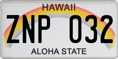HI license plate ZNP032