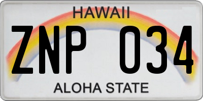 HI license plate ZNP034