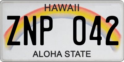 HI license plate ZNP042
