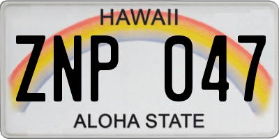 HI license plate ZNP047