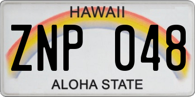 HI license plate ZNP048
