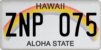HI license plate ZNP075