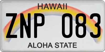 HI license plate ZNP083
