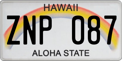 HI license plate ZNP087