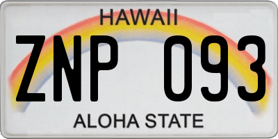 HI license plate ZNP093