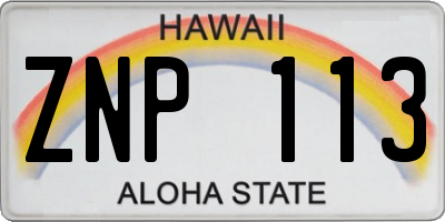 HI license plate ZNP113