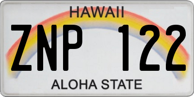 HI license plate ZNP122