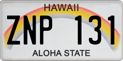 HI license plate ZNP131