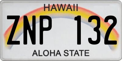 HI license plate ZNP132