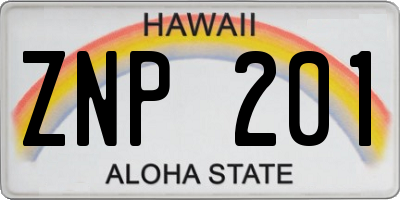 HI license plate ZNP201