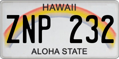 HI license plate ZNP232